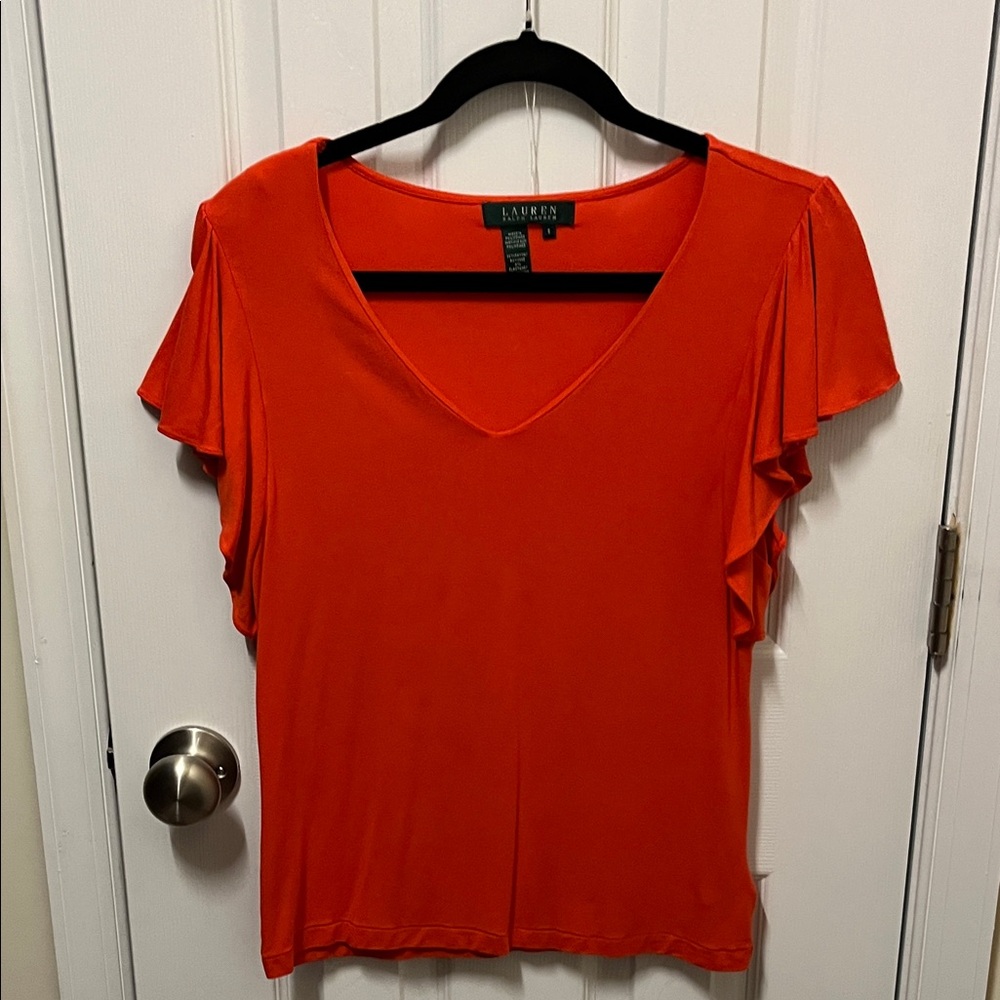 Ralph Lauren Orange V-Neck Blouse
